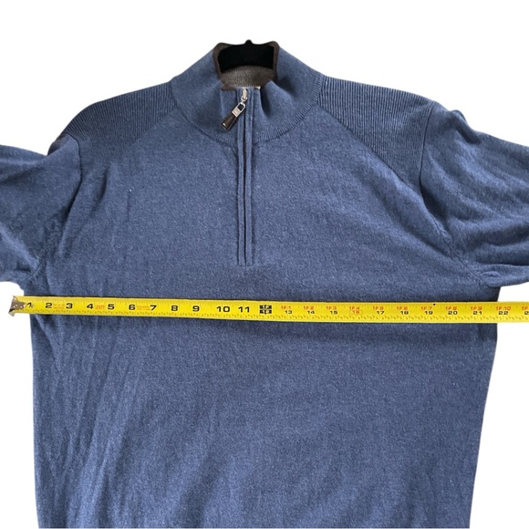 PETER MILLAR Men's Merino Wool Blend Quarter Zip Sweater in Blue Haze, size Med - Picture 7 of 7